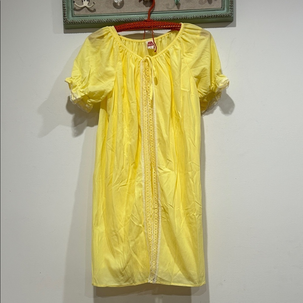 Vintage Yellow Chemise with Lace Trim